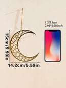 Acrylic Ramadan Hanging Ornaments by Axyaa - Eid Mubarak Decor, Gold Moon Crafts
