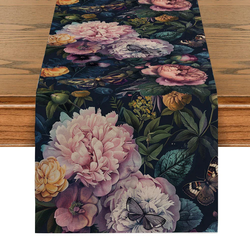 Axyaa Butterfly Flower Foxes Table Runner for Kitchen Dining Party Decor