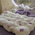 Axyaa Butterfly Knot Yarn Embroidery Duvet Cover Set, Soft Comfortable Bedding Collection