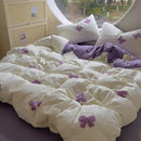 Axyaa Butterfly Knot Yarn Embroidery Duvet Cover Set, Soft Comfortable Bedding Collection