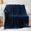 Axyaa Plaid Knit Throw Blanket Green – Soft Woven Sofa Bedspread Summer Decor