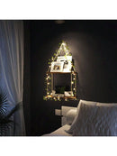 Axyaa 2-tier Floating Wall Shelf with Artificial Ivy, LED Strip, Macrame, Room Wall Decor
