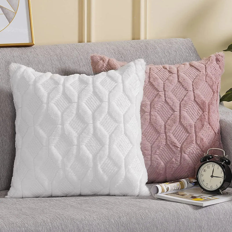 Axyaa Soft Gray Plush Pillow Cover 45x45cm Cozy Cushion Throw Home Decor