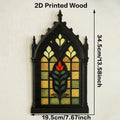 Axyaa Vintage Church Window Style Floral Wooden Wall Hanging Gothic Art Ornament