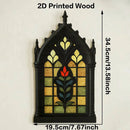 Axyaa Vintage Church Window Style Floral Wooden Wall Hanging Gothic Art Ornament