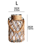Axyaa Rustic Hanging Glass Vase Rope Net Art Hemp Rope Decor TableView