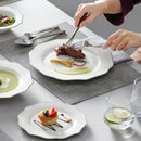 Axyaa Golden Rim White Porcelain Tableware Set for 4/8, 32-Piece Dinnerware Collection