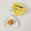 Axyaa Matte Cheese Plate - Pure White Ceramic, Cute Breakfast Bread Plate