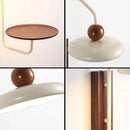 Axyaa Modern White Metal Wall Light with Dark Wood Base for Bedroom ParlorREADINGSTUDYLamp