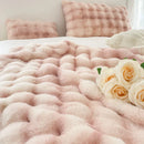 Axyaa Luxe Double Layer Rabbit Fur Tie-Dye Throw Blanket