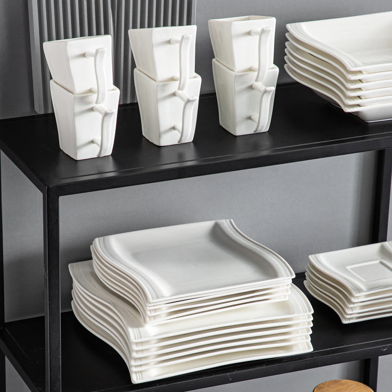 Axya Flora 30-Piece White Porcelain Dinner Set for 6 Person