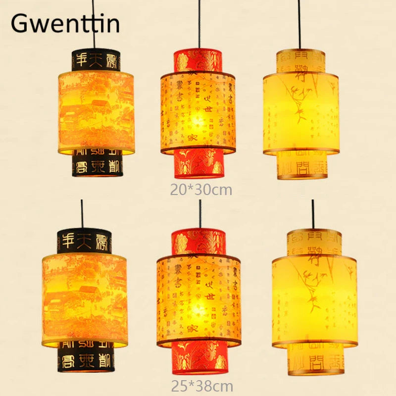 Axyaa Sheepskin Pendant Lights: Chinese Style, Retro Home Decor for Living Room, Dining Room.