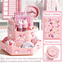 Axyaa Rotating Storage Box: Large Capacity Desktop Organizer for Stationery and Cosmetics