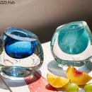 Axyaa Small Mouth Glass Vase: Hydrop n. Vessels for Flowers, Decorative & Dried Flower Arrangement