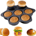 Axyaa 6-Hole Silicone Hamburger Mold for Oven Baking and Bread Making