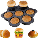 Axyaa 6-Hole Silicone Hamburger Mold for Oven Baking and Bread Making