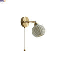 Axyaa Ceramic Vintage LED Wall Light Round Lampshade Design Pull Chain