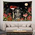 Axyaa Mushroom Skull Psychedelic Tapestry Sunshine Hippie Flowers Wall Tapestry