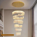 Axyaa Crystal Chandelier Stair Pendant Lamp Living Room Pendant Lights