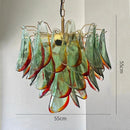Axyaa Green Glass Chandelier: Medieval French Style Lighting for Living Room, Bedroom, Dining Hall
