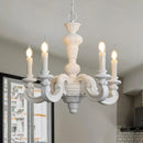 Axyaa Roman Pillar Chandeliers Wooden Carved Hanging Lights Vintage Elegant Pendant Light
