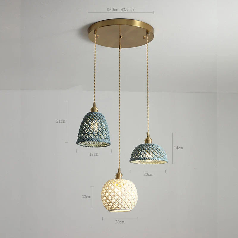 Axyaa Ceramic LED Pendant Lights: Modern Nordic Copper Hanging Lamp for Indoor Lighting