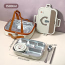 Axyaa 4/5 Grids Stainless Steel Divided Lunch Box Set with Cutlery