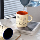 Axya 420ml Ceramic Cat & Dog Couple Mug, Microwave Safe Coffee Cup