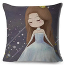 Axyaa Beautiful Girl Pattern Linen Pillowcase for Living Room and Bedroom