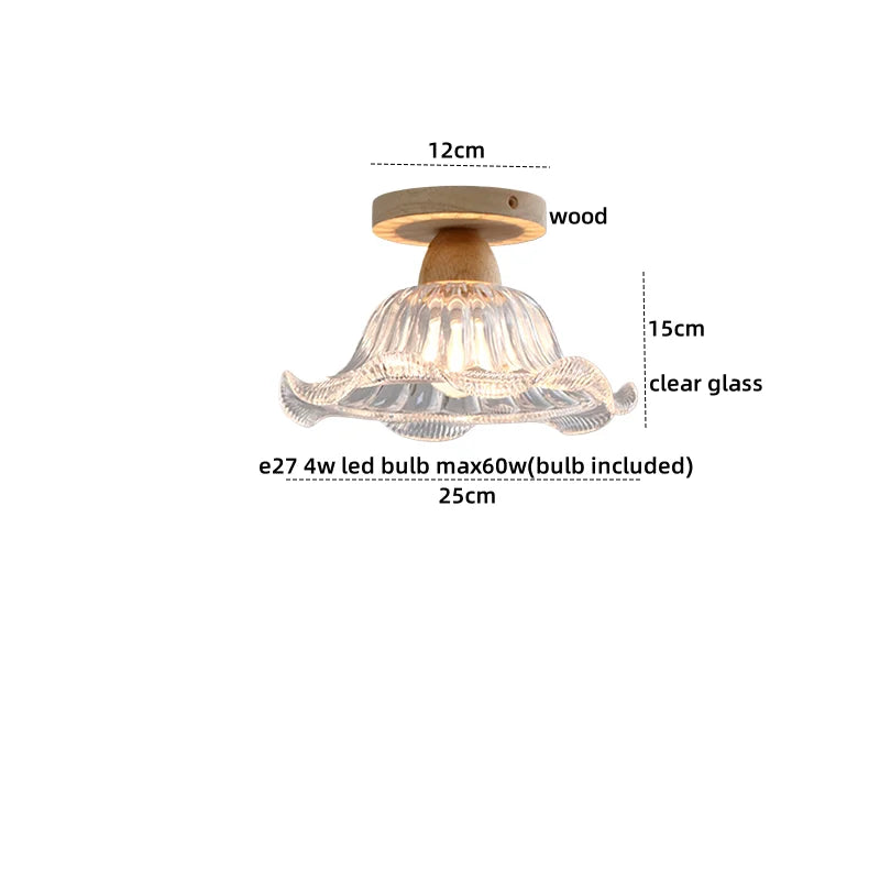 Axyaa Crystal Wood LED Ceiling Lamp Clear Glass Modern Ceiling Lights