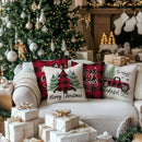 Christmas Tree Truck Buffalo Plaid Believe Pillow Covers by Axyaa