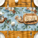 Axyaa Christmas Squirrel Table Runner Pine Cone Decoration Dining Coffee Runners