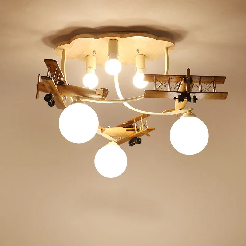 Axyaa Airplane Chandelier Light for Kids Room - LED Ceiling Lamp for Boys