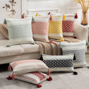 Axyaa Boho Diamond Jacquard Cushion Cover with Tassels for Home Decor