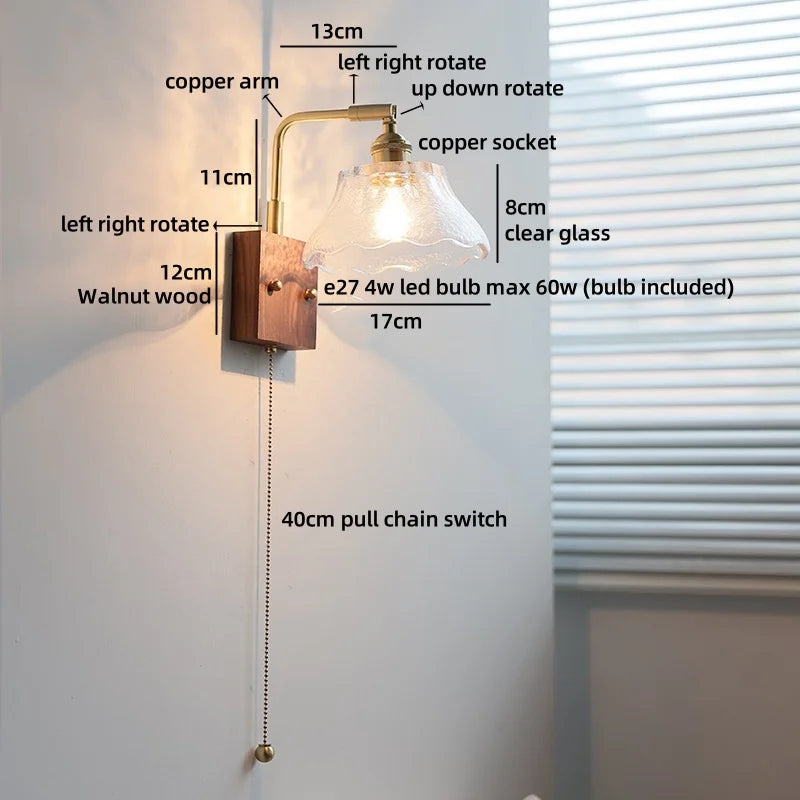 Axyaa Clear Glass LED Wall Light Fixture for Modern Nordic Design