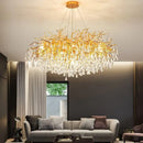 Gold Crystal Ceiling Chandelier for Dining Living Room Luxury by Axyaa
