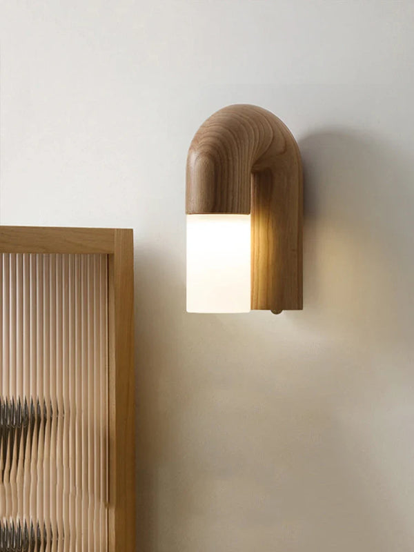 Axyaa Vintage Ash Wood Acrylic LED Wall Lamp for Bedroom, Living Room, Indoor Decor