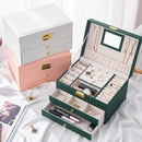 Axyaa 3-Layer Jewelry Organizer Box for Earrings, Rings, Necklaces - Mirror & Exquisite Gift