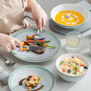 Axyaa Green Embossed Stoneware Tableware Set Service for 4/8/12
