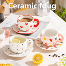 Axyaa Flower Heart Ceramic Mug, Irregular Creative Style Coffee Cup