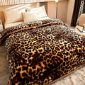 Axyaa Leopard Print Plush King Size Weighted Blanket for Winter Comfort