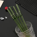 Axyaa Green Glass Straws: 9Pcs Eco-friendly High Borosilicate Glass Drinking Straws