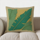 Axyaa Green & Gold Leaf Pattern Pillow Cover for Sofa, Bedroom & Car
