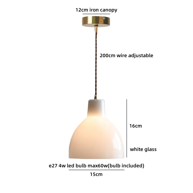 Axyaa Wood Glass Ball LED Pendant Lights Modern Nordic Hanging Lamp