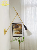 Axyaa Black/Gold Brass Wall Lamp LED Swing Arm Sconces for Kitchen Island & Bedside