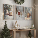 Axyaa Vintage Christmas Snow Forest Wall Art Set