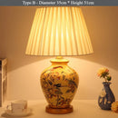 Axyaa Ceramic Flower Bird Table Lamp with Fabric Lampshade - LED Floor Light for Living Room and Bedroom