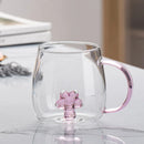 Axyaa Glass Handle Cartoon Animal Mug - High Borosilicate Juice Cup