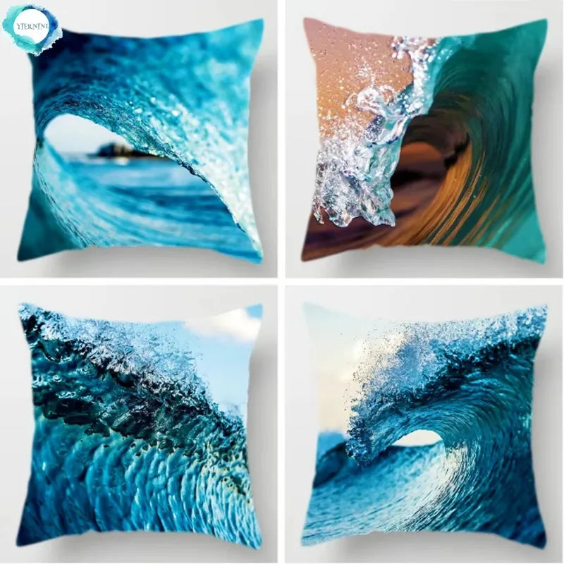 Axyaa Blue Polyester Decorative Cushion Cover 45x45cm Home Sofa Bed Pillowcase