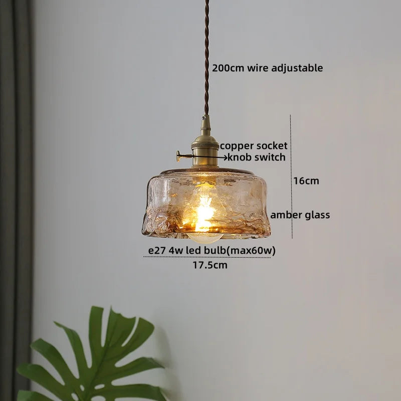 Axyaa Clear Glass LED Pendant Chandelier - Nordic Hanging Lamp for Kitchen, Living Room